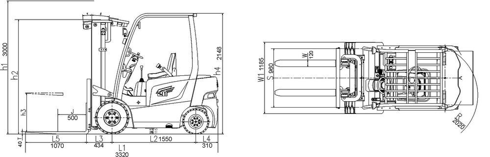 Схема Электрический вилочный погрузчик TRF E25S-3i2
